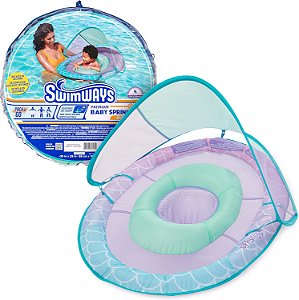 Boia SwimWays Baby Spring com Capota Ajustável e Proteção solar FPS, Sereia - 9-24m