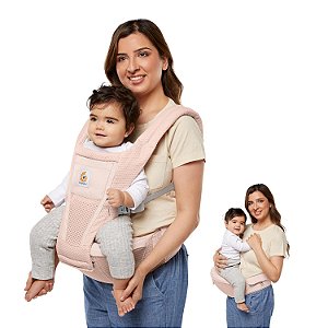 Canguru Ergobaby Alta 2-in1 Hip Seat and Carrier - All-Position Breathable Mesh Baby Carrier, 4-48 Meses, Pink Quartz