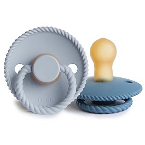 Chupeta FRIGG Rope - Borracha Natural - 0-6 Meses - Powder Blue/Ocean View 2 unidades BPA Free