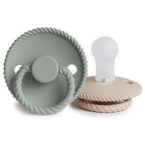Chupeta FRIGG Rope SilkySoft - 0-6 Meses - Sage/Croissant 2 unidades BPA Free
