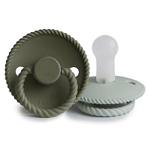 Chupeta FRIGG Rope SilkySoft - 6-18 Meses - Olive/Sage 2 unidades BPA Free