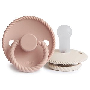 Chupeta FRIGG Rope SilkySoft - 6-18 Meses - Blush/Cream 2 unidades BPA Free