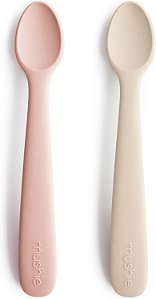 Colheres Mushie - Blush/Shifting Sand, 2 unidades, Silicone