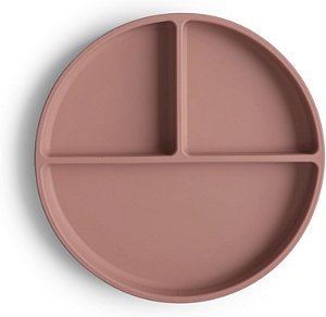Prato Mushie com Divisórias e Ventosa, Cloudy Mauve
