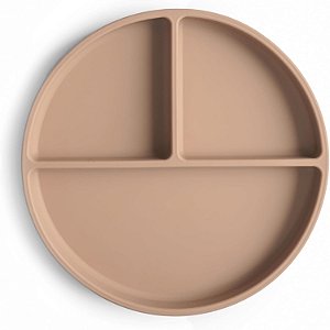Prato Mushie com Divisórias e Ventosa, Natural