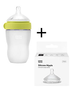 Mamadeira Comotomo Ger. 2 250ml Verde + Bico Ger. 2 Fluxo Rápido +6 meses