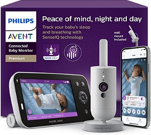 Baba Eletrônica Philips Avent Premium, Câmera 1080p, Tela HD de 5" SCD971/37