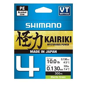 Linha Shimano Multifilamento Kairiki 4X - 300 Metros - Verde