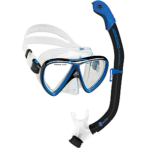 Kit de Mergulho (Máscara + Respirador) Cressi Ikarus Semi Dry - Azul
