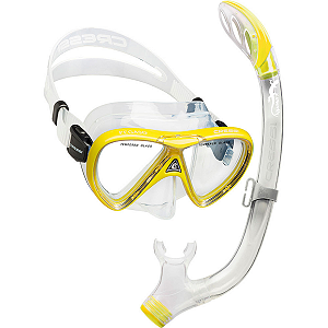 Kit de Mergulho Infantil (Máscara + Respirador) Cressi Pegasos Semi Dry - Amarelo