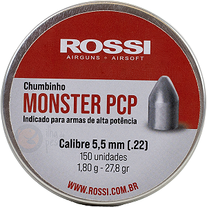 Chumbinho Monster PCP Rossi 5.5mm - 150 Unidades