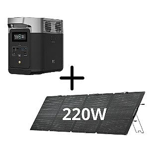KIT - EcoFlow Delta 2 + Painel Solar 220W – Geração de Energia Sustentável e Portátil