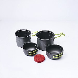 Conjunto de Panelas Camping 4 Peças Ultraleve Verde Limão - Hawapi