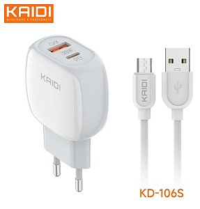 Fonte Turbo QC 3.0 20W C/ Cabo Micro Usb - Kaidi