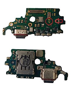 Placa Sub Conector de Carga Samsung S21 (G991U) ** Versão Q ** 1 Linha
