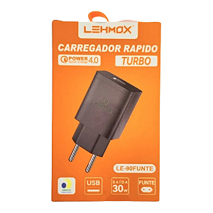 Fonte Carregador Turbo Usb 30w 4.0A LE-90 Lehmox