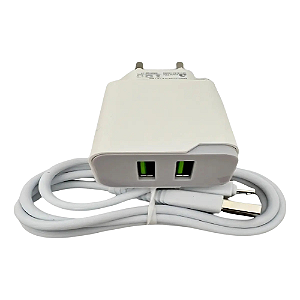 Carregador 2 Usb 3.1A 15w C/ Cabo Lightning CA19-2 Agold