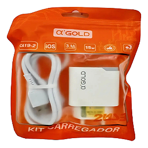 Carregador 2 Usb 3.1A 15w C/ Cabo iPhone CA19-2 Agold