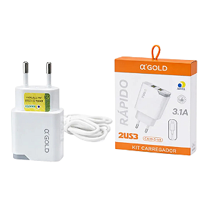 Carregador Rápido 2 Usb 3.1A C/ Cabo Micro Usb CA19-5 Agold