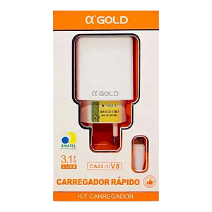 Carregador Turbo Usb 6.1A 30w C/ Cabo Micro Usb CA27-1 Agold