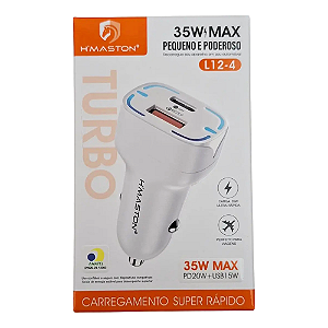 Fonte Carregador Veicular Turbo Usb + Tipo C 35W L12-4 Hmaston