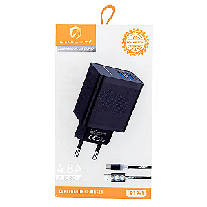 Carregador Rápido 2 Usb 4.1A C/ Cabo Micro Usb LR12-1 Hmaston
