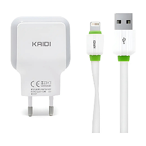 Carregador 2 Usb 2.4A 12W Com Cabo Usb Lightning KD-605A Kaidi