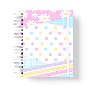 Caderno de anotações Premium - 200 pág - A5 - Floral Branco