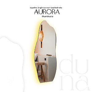 Espelho Orgânico com LED Indireto Aurora Illuminate, Espelho de Corpo Inteiro de Chão ou de Parede, Pequeno ao Grande para Quarto, Sala, Closet - Fácil Instalação