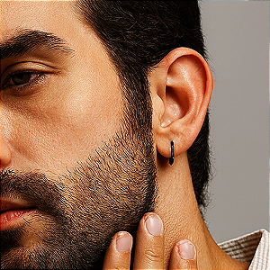 Brinco Key Design Ring Small de Aço Inoxidável Preto