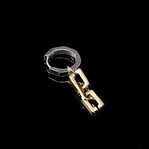 Brinco Key Design Yatchy de Aço Prata e Dourado