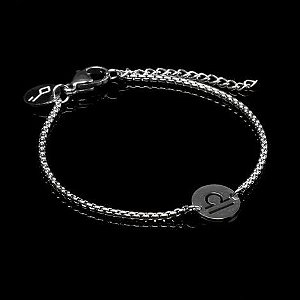 Pulseira Key Design Signo Libra de Aço Prata Ajustável