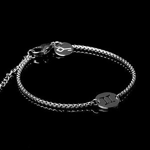 Pulseira Key Design Signo Gêmeos de Aço Prata Ajustável