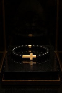 Pulseira Key Design Urah de Pedra Natural Preta