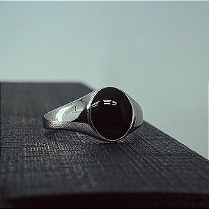 Anel Key Design Circle Black SSE de Prata