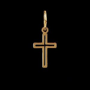 Pingente Key Design Cruz Pequena de Aço Dourado