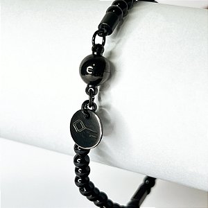 Pulseira Key Design Zeng de Pedra Natural Preta