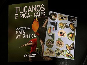 Livro Tucanos e Pica-paus da Costa da Mata Atlântica com cartela de adesivos