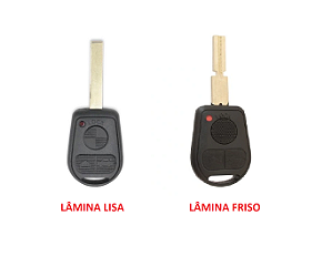 CHAVE CARCAÇA BMW 3 BOTÕES LÂMINA COM FRISO OU LISA