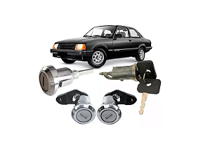 KIT CROMADO CILINDROS IGNIÇÃO PORTA MALAS COM CHAVE CHEVETTE