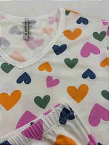 Pijama Manga Curta Corações - Empório do Algodão