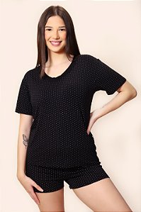 Pijama Feminino Poa Preto Verão - Empório do Algodão