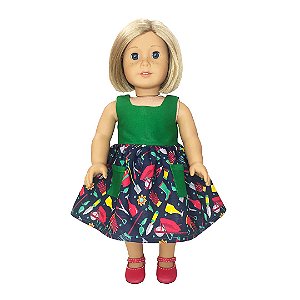 Vestido de Boneca Jardim Verde