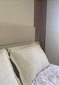 Cabeceira Estofada Casal 2 Blocos Não é Segredo Linho Cru 140x60