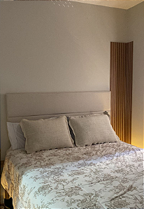 Cabeceira Estofada Casal 2 Blocos Não é Segredo Linho Cru Mesclado 140x60