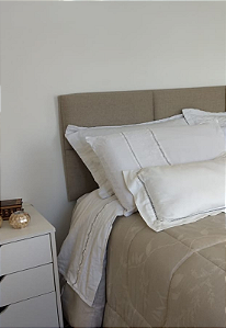 Cabeceira Estofada Casal 6 Blocos Não é Segredo Linho Bege 140x60