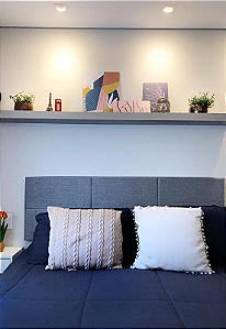 Cabeceira Estofada Queen 6 Blocos Não é Segredo Veludo Austin Cinza 160x60