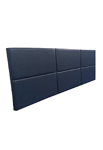Cabeceira Estofada Queen 6 Blocos Não é Segredo Courvin Azul Marinho 160x60