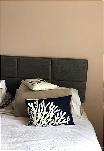 Cabeceira Estofada King 8 Blocos Não é Segredo Linho Cinza Vazado 195x60