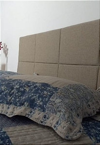 Cabeceira Estofada King 8 Blocos Não é Segredo Linho Palha 195x60